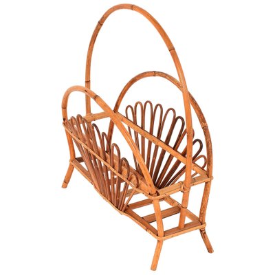 Mid-Century Italian French Riviera Bamboo & Rattan Magazine Rack, 1960s-JDR-1125896