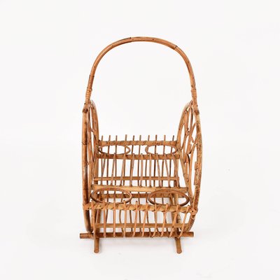 Mid-Century Italian French Riviera Bamboo & Rattan Magazine Rack, 1960s-JDR-1126053