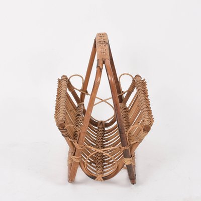 Mid-Century Italian French Riviera Bamboo & Rattan Magazine Rack, 1960s-JDR-1125895