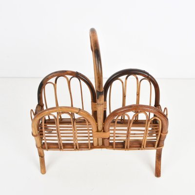 Mid-Century Italian French Riviera Bamboo & Rattan Magazine Rack, 1960s-JDR-1135935