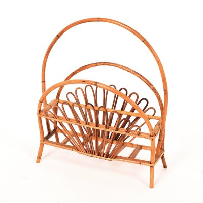 Mid-Century Italian French Riviera Bamboo & Rattan Magazine Rack, 1960s-JDR-1125896