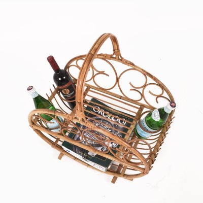 Mid-Century Italian French Riviera Bamboo & Rattan Magazine Rack, 1960s-JDR-1126053