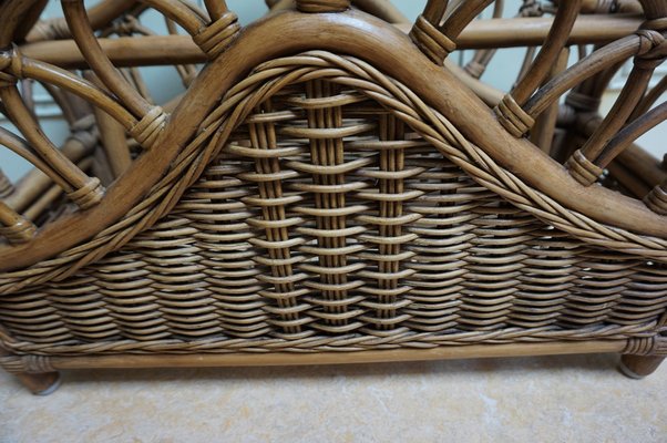 Mid-Century Italian French Riviera Bamboo & Rattan Magazine Rack, 1960s-EA-1286691