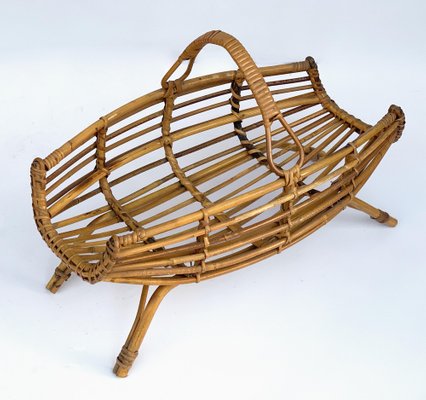 Mid-Century Italian French Riviera Bamboo & Rattan Magazine Rack, 1960s-JDR-1125893