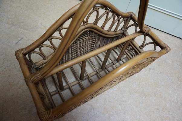 Mid-Century Italian French Riviera Bamboo & Rattan Magazine Rack, 1960s-EA-1286691