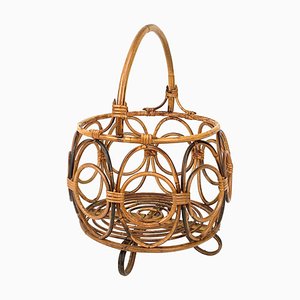 Mid-Century Italian French Riviera Bamboo & Rattan Magazine Rack, 1960s-JDR-1126050