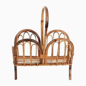 Mid-Century Italian French Riviera Bamboo & Rattan Magazine Rack, 1960s-JDR-1135935