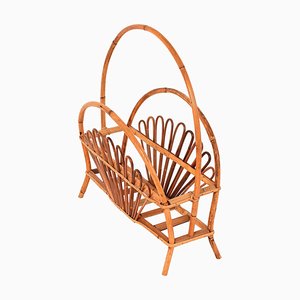 Mid-Century Italian French Riviera Bamboo & Rattan Magazine Rack, 1960s-JDR-1125896