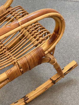 Mid-Century Italian French Riviera Rattan & Bamboo Rocking Chair, 1960s-JDR-1125890