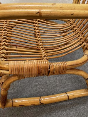 Mid-Century Italian French Riviera Rattan & Bamboo Rocking Chair, 1960s-JDR-1125890