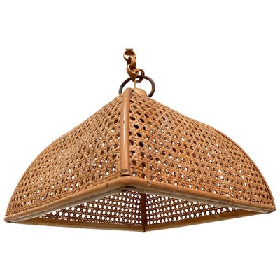 Mid-Century Italian French Riviera Rattan & Wicker Ceiling Light, 1960s-JDR-1126039