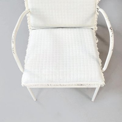 Mid-Century Italian Garden Armchairs in White Iron with Fabric Cushions, 1960s, Set of 2-GDD-1281059