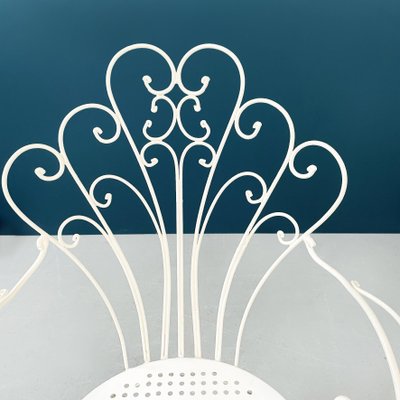 Mid-Century Italian Garden Chairs in White Wrought Iron with Curls, 1960s, Set of 4-GDD-1281060