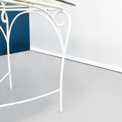 Mid-Century Italian Garden Table in White Wrought Iron & Glass, 1960s-GDD-1274855