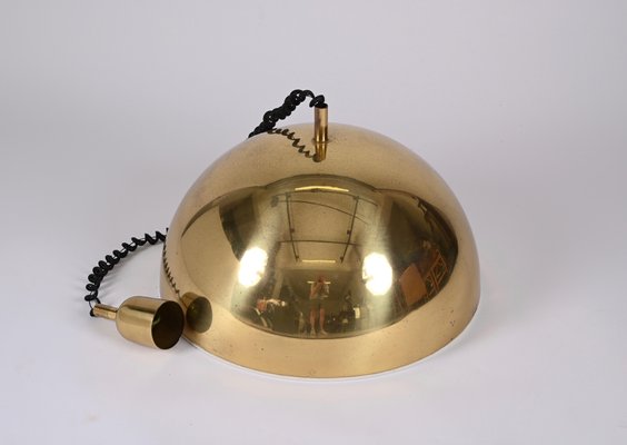 Mid-Century Italian Gilt Metal Pendant Lamp Attributed to Franco Albini, 1970s-JDR-1349501