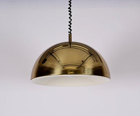 Mid-Century Italian Gilt Metal Pendant Lamp Attributed to Franco Albini, 1970s-JDR-1349501