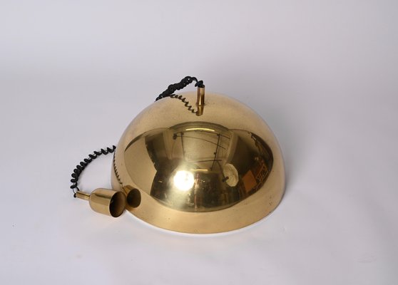 Mid-Century Italian Gilt Metal Pendant Lamp Attributed to Franco Albini, 1970s-JDR-1349501