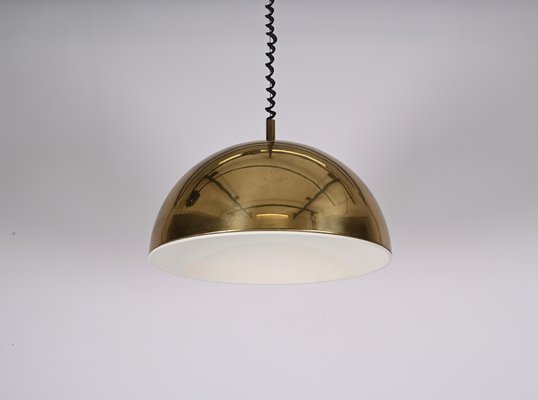 Mid-Century Italian Gilt Metal Pendant Lamp Attributed to Franco Albini, 1970s-JDR-1349501