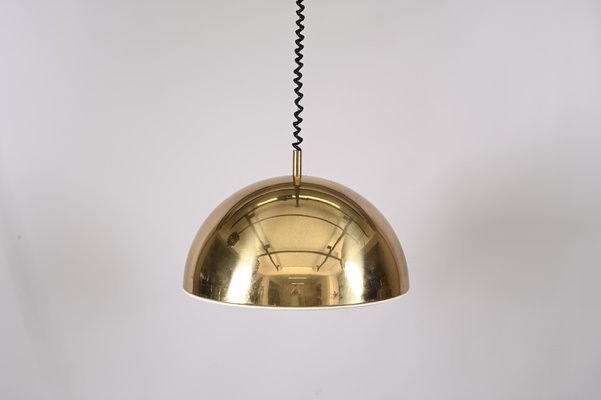 Mid-Century Italian Gilt Metal Pendant Lamp Attributed to Franco Albini, 1970s-JDR-1349501