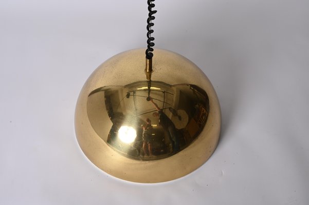 Mid-Century Italian Gilt Metal Pendant Lamp Attributed to Franco Albini, 1970s-JDR-1349501