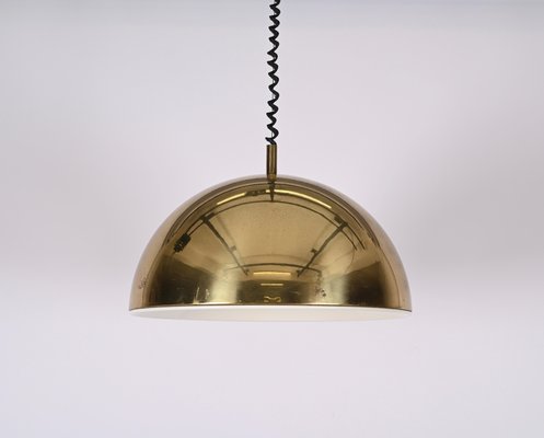 Mid-Century Italian Gilt Metal Pendant Lamp Attributed to Franco Albini, 1970s-JDR-1349501