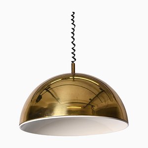 Mid-Century Italian Gilt Metal Pendant Lamp Attributed to Franco Albini, 1970s-JDR-1349501