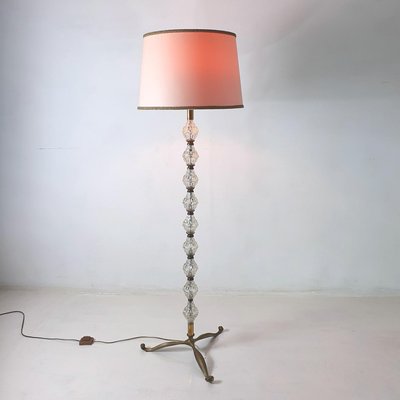 Mid-Century Italian Glass and Brass Floor Lamp-FO-1155242