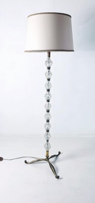 Mid-Century Italian Glass and Brass Floor Lamp-FO-1155242