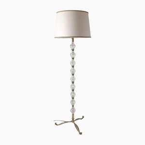 Mid-Century Italian Glass and Brass Floor Lamp-FO-1155242