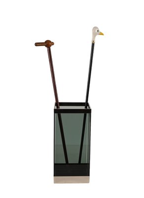 Mid-Century Italian Glass and Chrome Umbrella Stand, 1970s-JDR-1257973