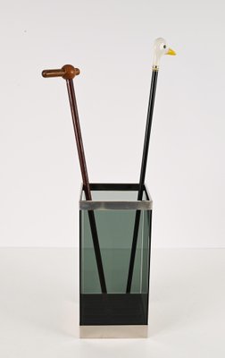 Mid-Century Italian Glass and Chrome Umbrella Stand, 1970s-JDR-1257973