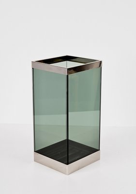 Mid-Century Italian Glass and Chrome Umbrella Stand, 1970s-JDR-1257973