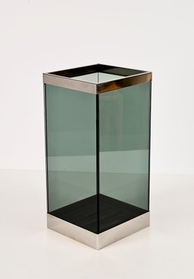 Mid-Century Italian Glass and Chrome Umbrella Stand, 1970s-JDR-1257973