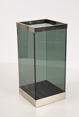 Mid-Century Italian Glass and Chrome Umbrella Stand, 1970s-JDR-1257973