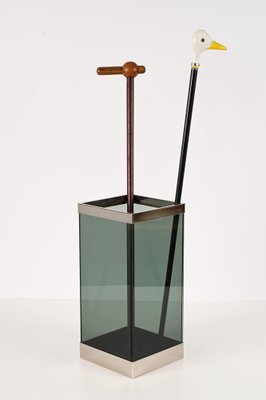 Mid-Century Italian Glass and Chrome Umbrella Stand, 1970s-JDR-1257973