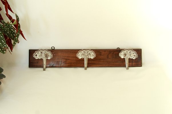 Mid-Century Italian Glass and Wooden Coat Rack, 1940s-HUY-1768721