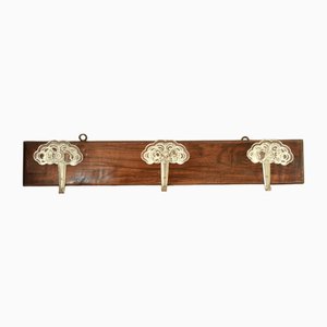 Mid-Century Italian Glass and Wooden Coat Rack, 1940s-HUY-1768721