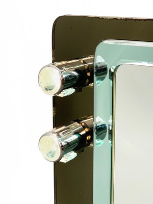 Mid-Century Italian Glass & Chrome Illuminated Wall Mirror from ISA, 1970s-JDR-1126022