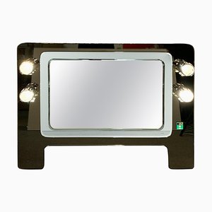 Mid-Century Italian Glass & Chrome Illuminated Wall Mirror from ISA, 1970s-JDR-1126022