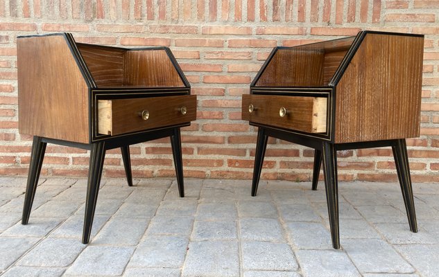 Mid-Century Italian Glass Nightstands, 1960s, Set of 2-NOU-1083232