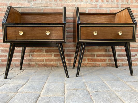 Mid-Century Italian Glass Nightstands, 1960s, Set of 2-NOU-1083232