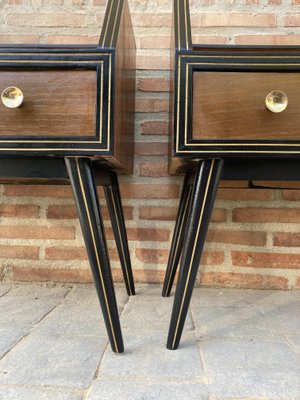 Mid-Century Italian Glass Nightstands, 1960s, Set of 2-NOU-1083232