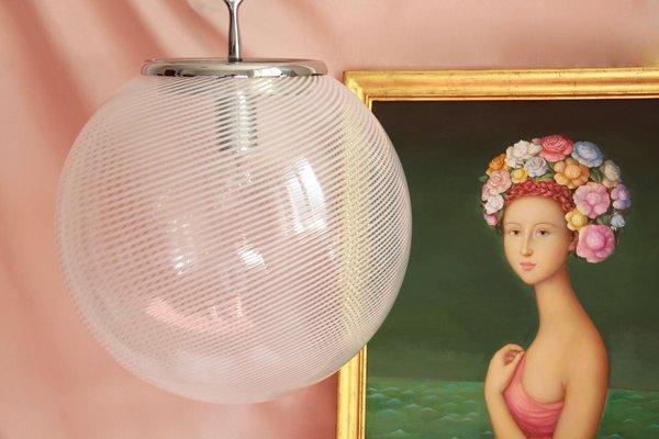 Mid-Century Italian Globe Ceiling Lamp by Venini, 1960s-HUY-909008