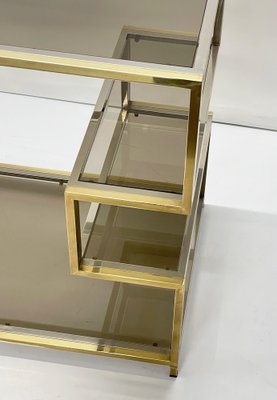 Mid-Century Italian Gold Brass and Glass Console Table, 1970s-JDR-1165978