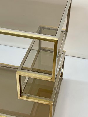 Mid-Century Italian Gold Brass and Glass Console Table, 1970s-JDR-1165978