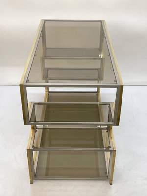 Mid-Century Italian Gold Brass and Glass Console Table, 1970s-JDR-1165978