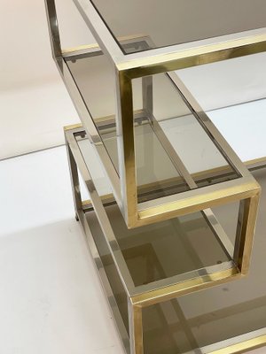 Mid-Century Italian Gold Brass and Glass Console Table, 1970s-JDR-1165978