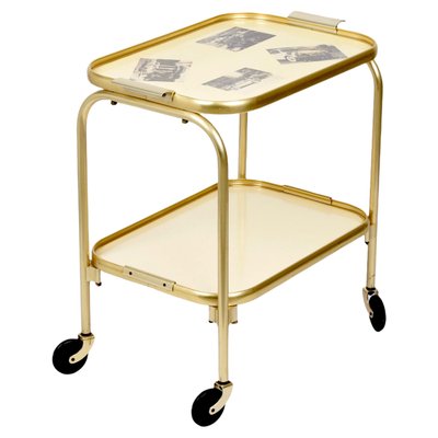 Mid-Century Italian Golden Aluminum & Formica Bar Cart, 1950s-JDR-1137882