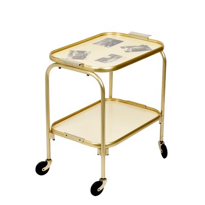 Mid-Century Italian Golden Aluminum & Formica Bar Cart, 1950s-JDR-1137882