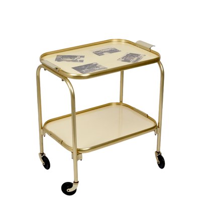 Mid-Century Italian Golden Aluminum & Formica Bar Cart, 1950s-JDR-1137882